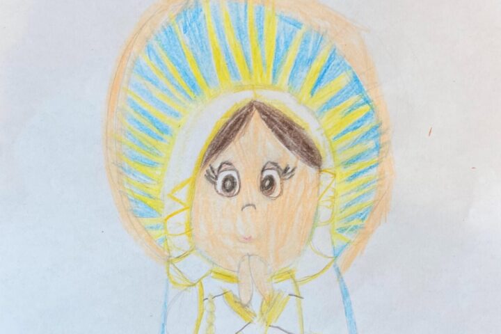 a child's drawing of the Virgin Mary