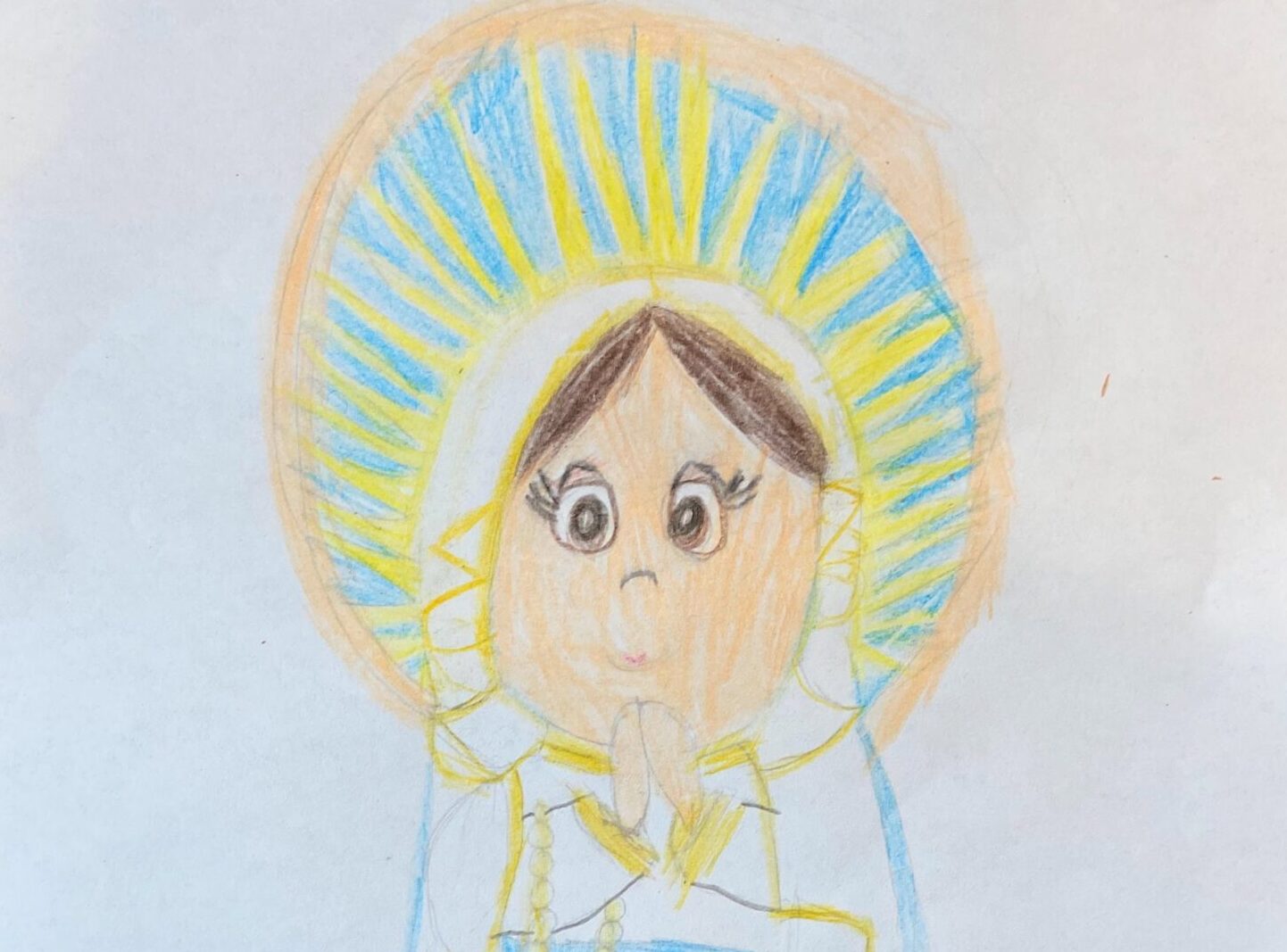 a child's drawing of the Virgin Mary